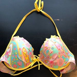Yellow Victoria’s Secret halter bikini top 34DD